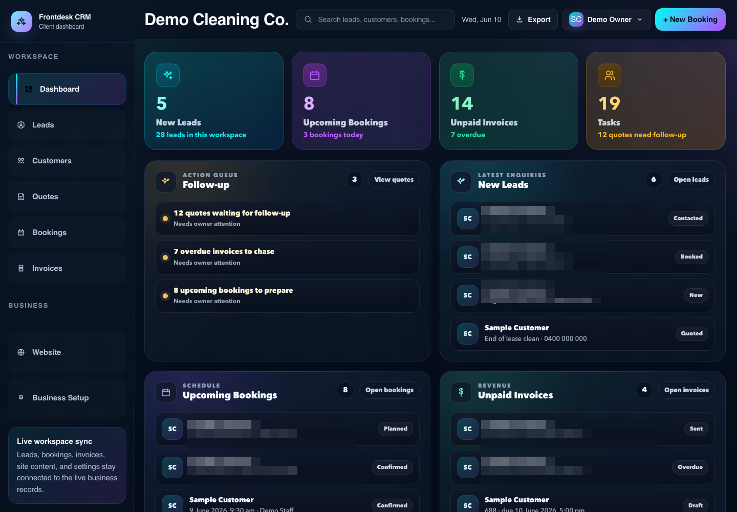 Cleaning Business Website + CRM Case Study